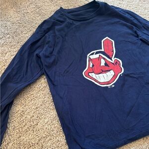 Fanatics Cleveland Indians Navy Blue Long Sleeve Shirt MLB Baseball large